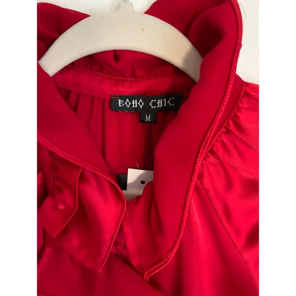 Boho Chic Royal Satin Dress in Red NWT size medium - Picture 2 of 6